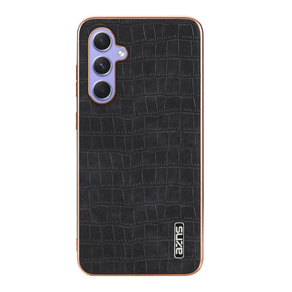 Samsung Galaxy A55 Luxury Case - Electroplated Frame, Crocodile Texture Leather, Full Coverage Protection, Anti-Fingerprint & Shockproof