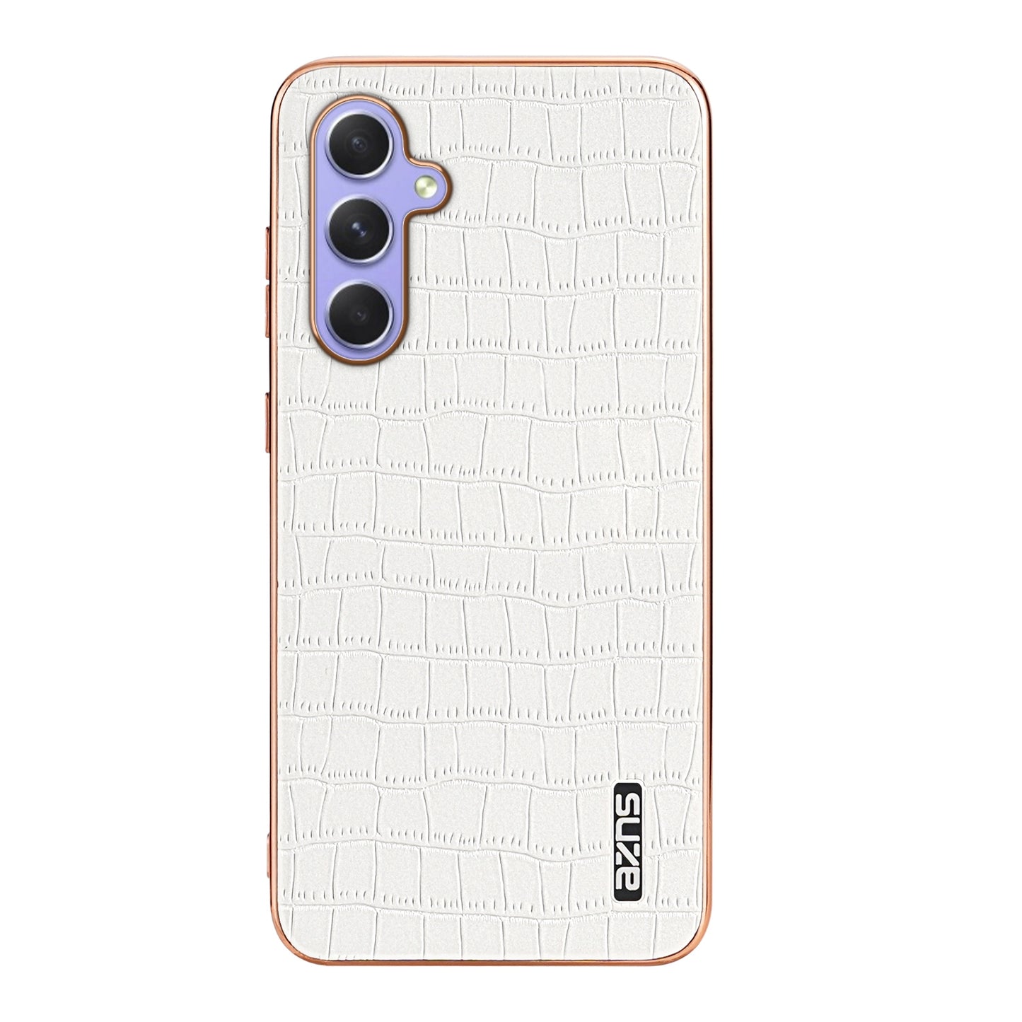 Samsung Galaxy S23 FE 5G Luxury Case - Electroplated Frame, Crocodile Texture Leather, Full Coverage Protection, Anti-Fingerprint & Shockproof