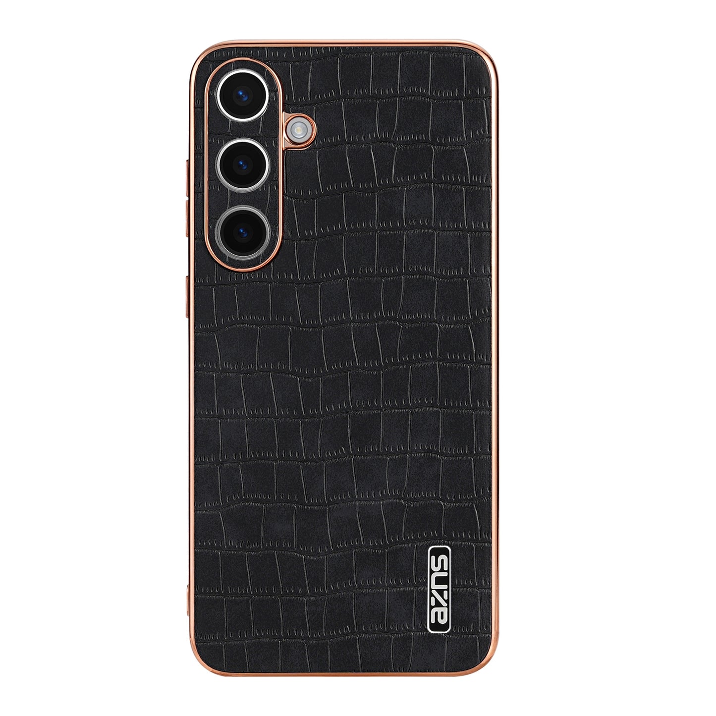 Samsung Galaxy S24+ 5G Luxury Case - Electroplated Frame, Crocodile Texture Leather, Full Coverage Protection, Anti-Fingerprint & Shockproof