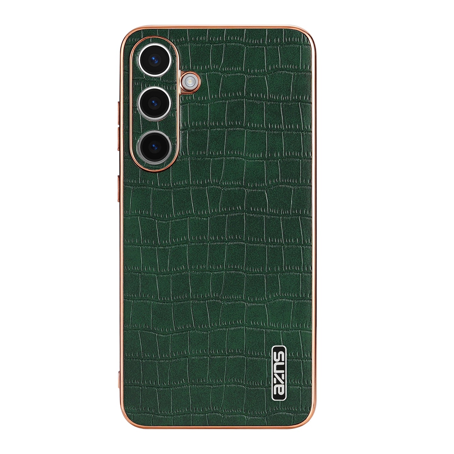 Samsung Galaxy S24+ 5G Luxury Case - Electroplated Frame, Crocodile Texture Leather, Full Coverage Protection, Anti-Fingerprint & Shockproof