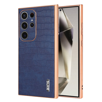 Samsung Galaxy S24 Ultra 5G Luxury Case - Electroplated Frame, Crocodile Texture Leather, Full Coverage Protection, Anti-Fingerprint & Shockproof