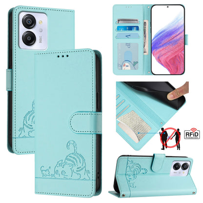 Blackview Color 8 Cat and Rat Embossed Pattern, RFID Leather Phone Case with Lanyard, Kickstand, and Wallet Features