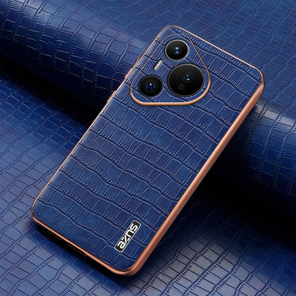 Huawei Pura 70 Luxury Case - Electroplated Frame, Crocodile Texture Leather, Full Coverage Protection, Anti-Fingerprint & Shockproof