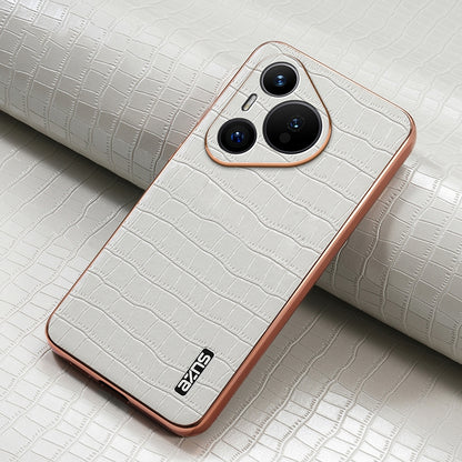 Huawei Pura 70 Luxury Case - Electroplated Frame, Crocodile Texture Leather, Full Coverage Protection, Anti-Fingerprint & Shockproof