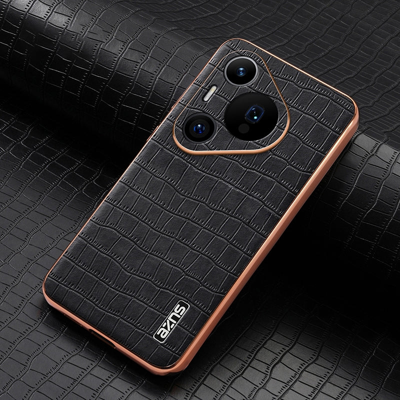Huawei Pura 70 Pro/70 Pro+ Luxury Case - Electroplated Frame, Crocodile Texture Leather, Full Coverage Protection, Anti-Fingerprint & Shockproof