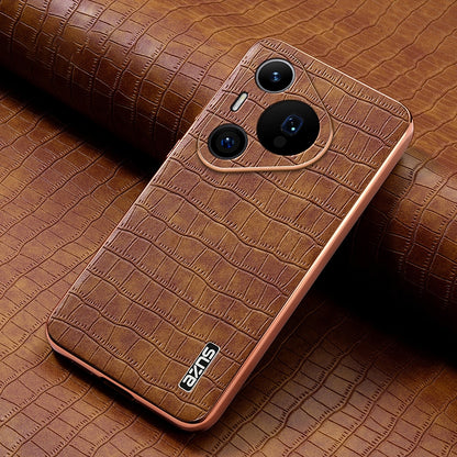 Huawei Pura 70 Pro/70 Pro+ Luxury Case - Electroplated Frame, Crocodile Texture Leather, Full Coverage Protection, Anti-Fingerprint & Shockproof