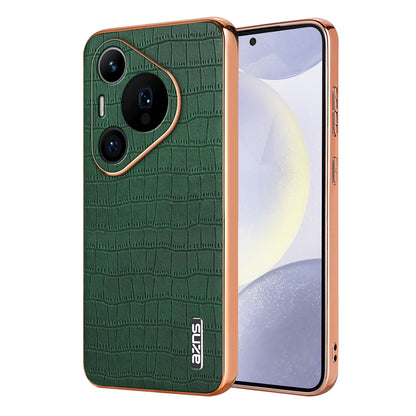 Huawei Pura 70 Pro/70 Pro+ Luxury Case - Electroplated Frame, Crocodile Texture Leather, Full Coverage Protection, Anti-Fingerprint & Shockproof