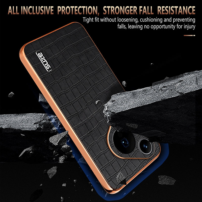 Huawei Pura 70 Pro/70 Pro+ Luxury Case - Electroplated Frame, Crocodile Texture Leather, Full Coverage Protection, Anti-Fingerprint & Shockproof