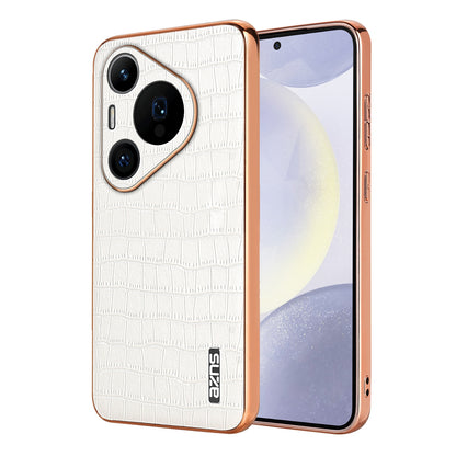Huawei Pura 70 Pro/70 Pro+ Luxury Case - Electroplated Frame, Crocodile Texture Leather, Full Coverage Protection, Anti-Fingerprint & Shockproof