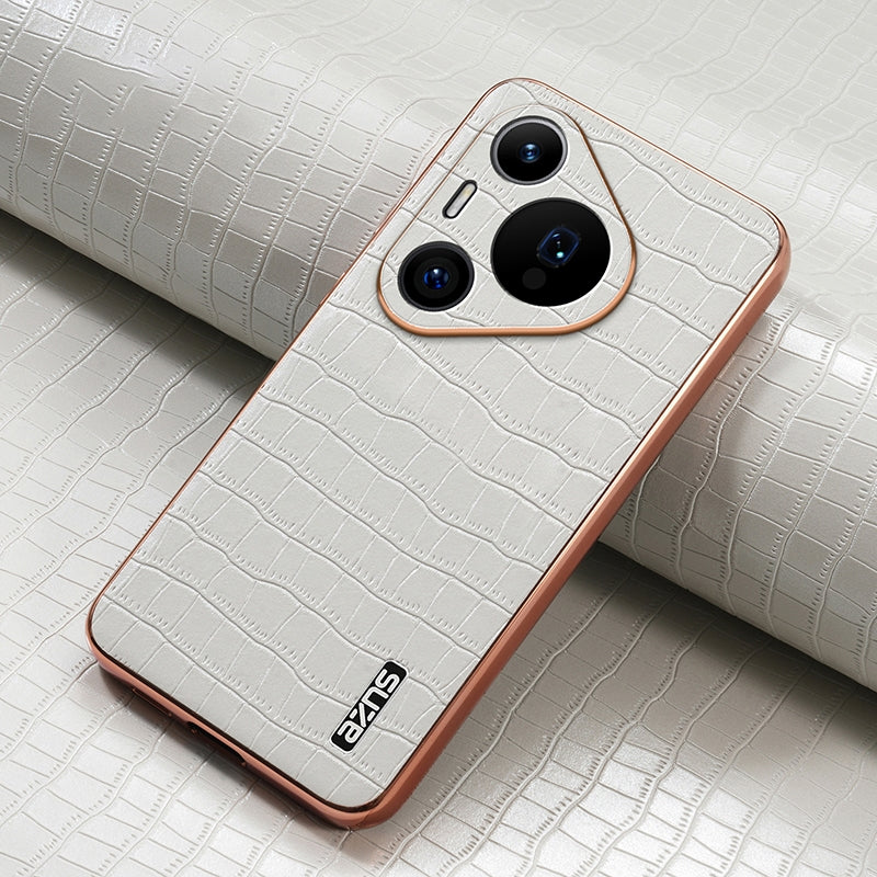 Huawei Pura 70 Pro/70 Pro+ Luxury Case - Electroplated Frame, Crocodile Texture Leather, Full Coverage Protection, Anti-Fingerprint & Shockproof