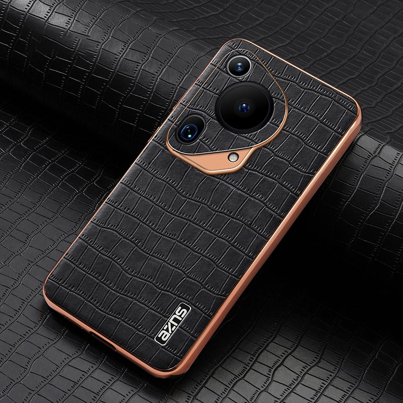 Huawei Pura 70 Ultra Luxury Case - Electroplated Frame, Crocodile Texture Leather, Full Coverage Protection, Anti-Fingerprint & Shockproof