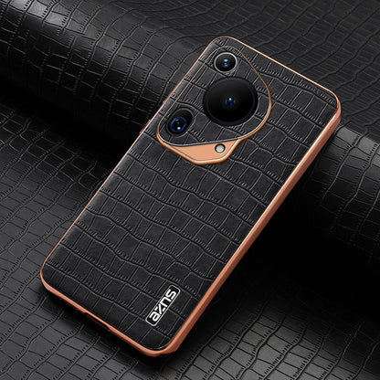 Huawei Pura 70 Ultra Luxury Case - Electroplated Frame, Crocodile Texture Leather, Full Coverage Protection, Anti-Fingerprint & Shockproof
