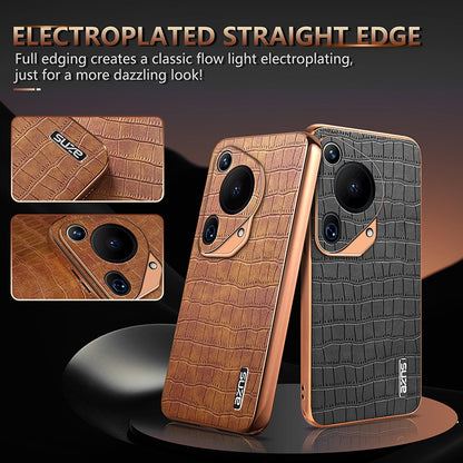 Huawei Pura 70 Ultra Luxury Case - Electroplated Frame, Crocodile Texture Leather, Full Coverage Protection, Anti-Fingerprint & Shockproof