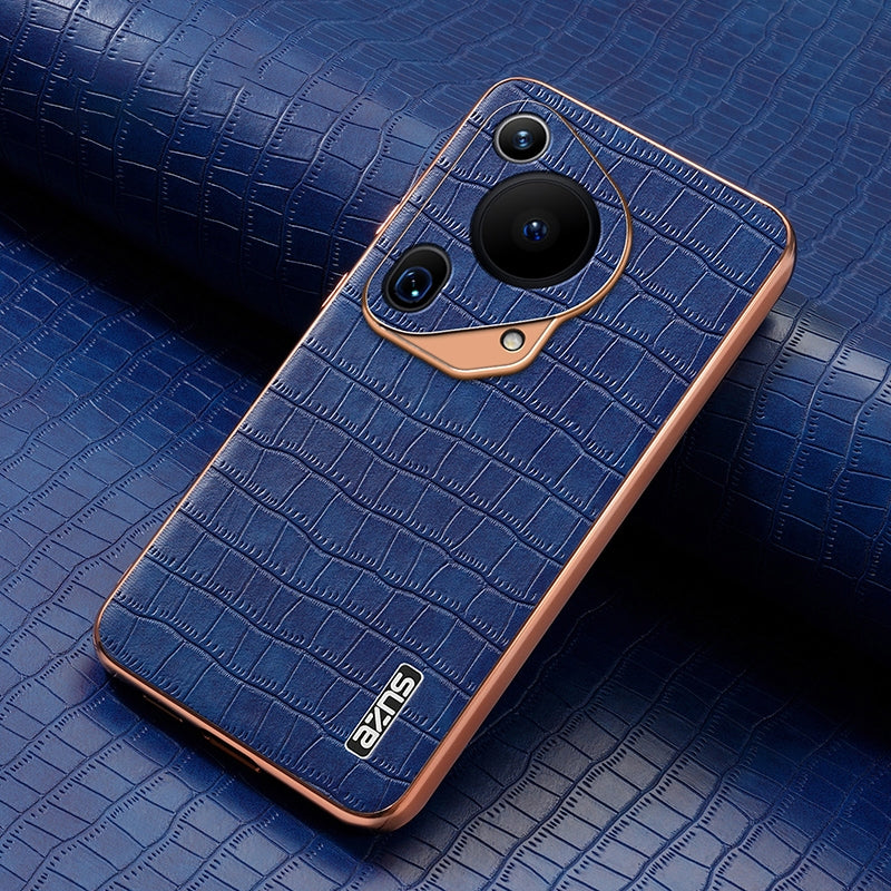 Huawei Pura 70 Ultra Luxury Case - Electroplated Frame, Crocodile Texture Leather, Full Coverage Protection, Anti-Fingerprint & Shockproof