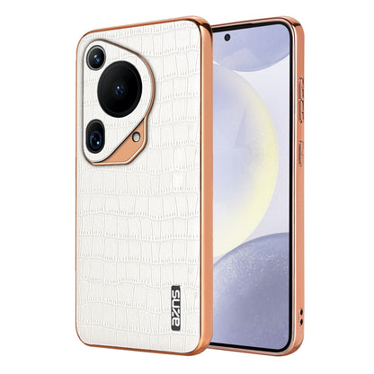 Huawei Pura 70 Ultra Luxury Case - Electroplated Frame, Crocodile Texture Leather, Full Coverage Protection, Anti-Fingerprint & Shockproof