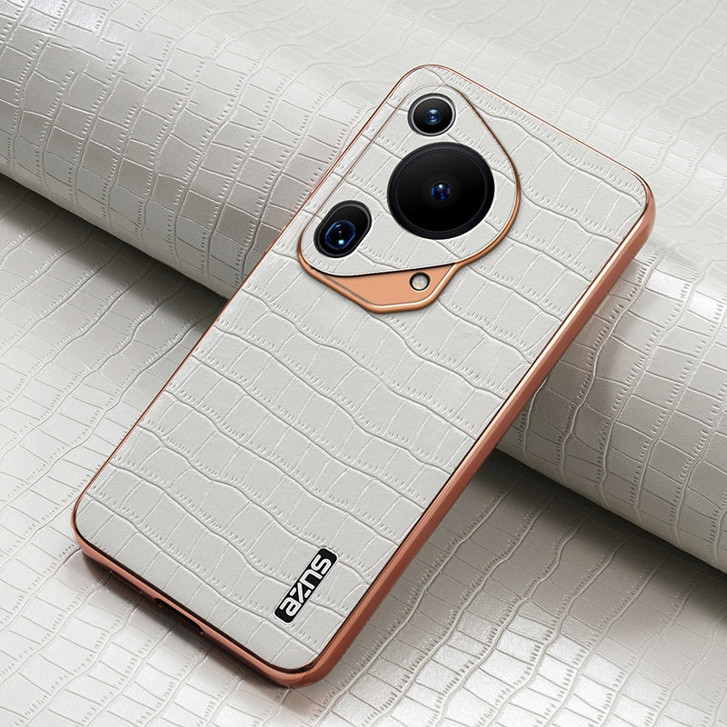 Huawei Pura 70 Ultra Luxury Case - Electroplated Frame, Crocodile Texture Leather, Full Coverage Protection, Anti-Fingerprint & Shockproof