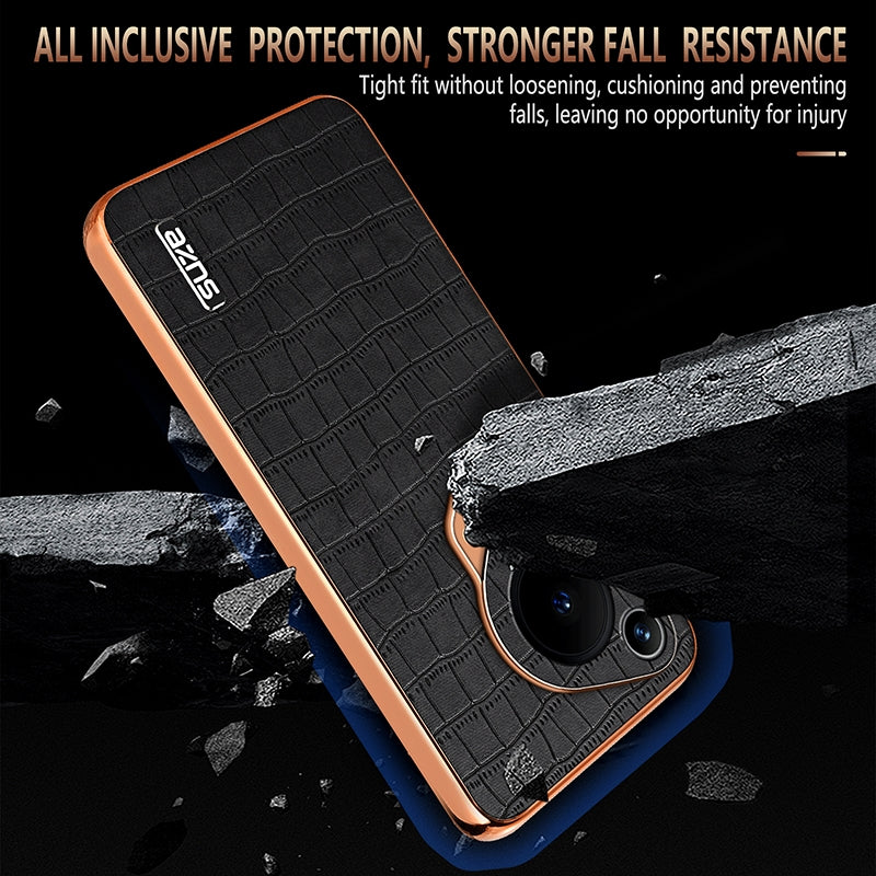 Huawei Pura 70 Ultra Luxury Case - Electroplated Frame, Crocodile Texture Leather, Full Coverage Protection, Anti-Fingerprint & Shockproof