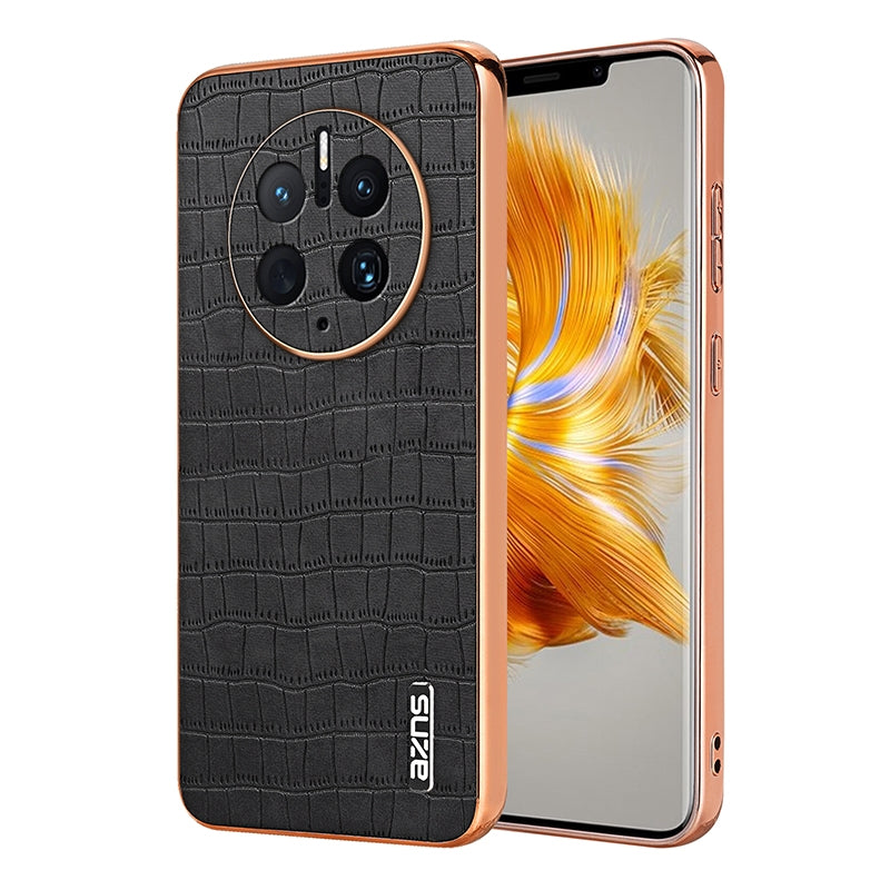 Huawei Mate 50 Pro Luxury Case - Electroplated Frame, Crocodile Texture Leather, Full Coverage Protection, Anti-Fingerprint & Shockproof