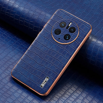 Huawei Mate 50 Pro Luxury Case - Electroplated Frame, Crocodile Texture Leather, Full Coverage Protection, Anti-Fingerprint & Shockproof