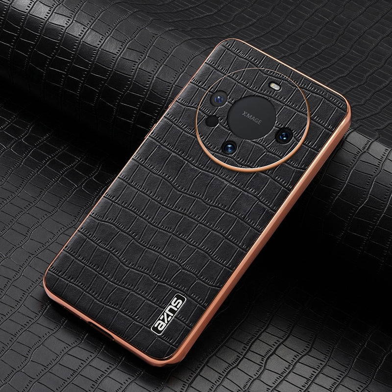 Huawei Mate 60/60 Pro+ Luxury Case - Electroplated Frame, Crocodile Texture Leather, Full Coverage Protection, Anti-Fingerprint & Shockproof