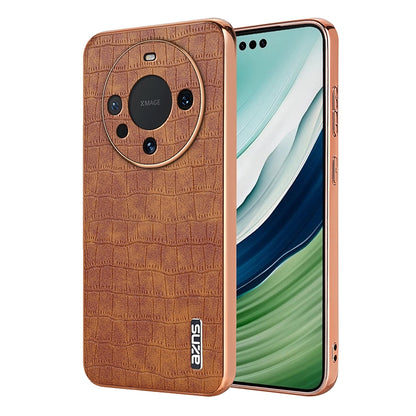 Huawei Mate 60/60 Pro+ Luxury Case - Electroplated Frame, Crocodile Texture Leather, Full Coverage Protection, Anti-Fingerprint & Shockproof