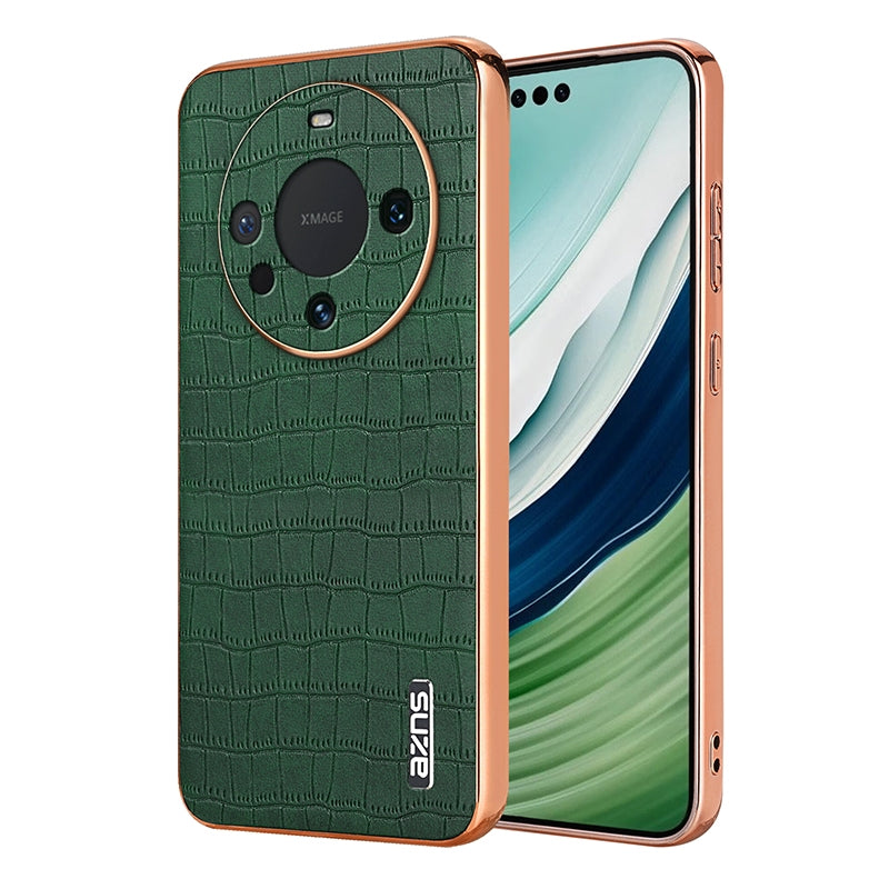 Huawei Mate 60/60 Pro+ Luxury Case - Electroplated Frame, Crocodile Texture Leather, Full Coverage Protection, Anti-Fingerprint & Shockproof