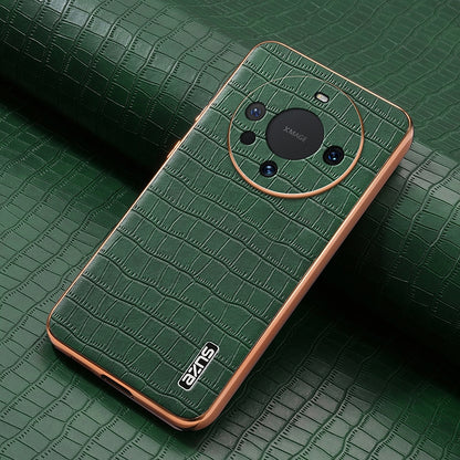 Huawei Mate 60/60 Pro+ Luxury Case - Electroplated Frame, Crocodile Texture Leather, Full Coverage Protection, Anti-Fingerprint & Shockproof