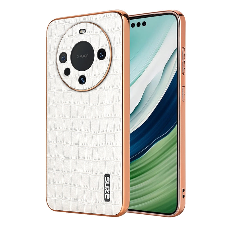 Huawei Mate 60/60 Pro+ Luxury Case - Electroplated Frame, Crocodile Texture Leather, Full Coverage Protection, Anti-Fingerprint & Shockproof