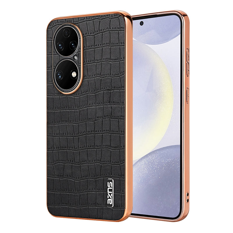 Huawei P50 Pro Luxury Case - Electroplated Frame, Crocodile Texture Leather, Full Coverage Protection, Anti-Fingerprint & Shockproof