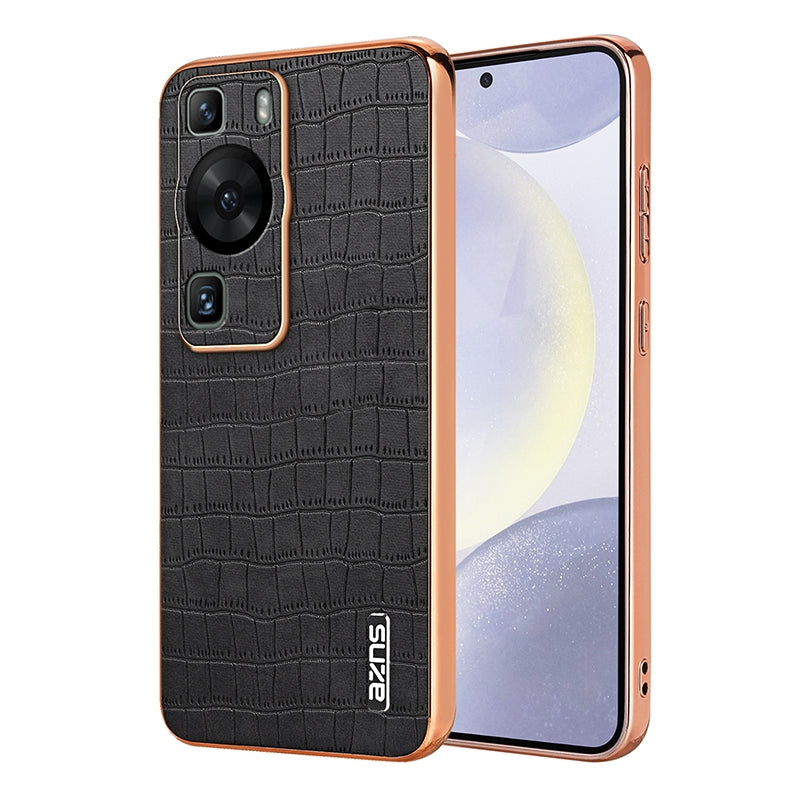 Huawei P60/P60 Pro Luxury Case - Electroplated Frame, Crocodile Texture Leather, Full Coverage Protection, Anti-Fingerprint & Shockproof