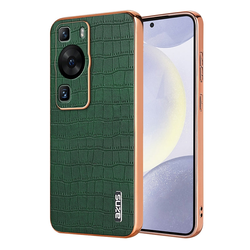 Huawei P60/P60 Pro Luxury Case - Electroplated Frame, Crocodile Texture Leather, Full Coverage Protection, Anti-Fingerprint & Shockproof