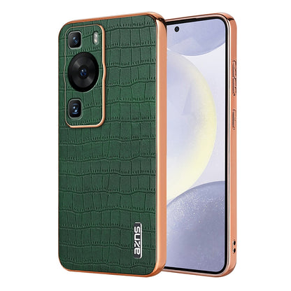 Huawei P60/P60 Pro Luxury Case - Electroplated Frame, Crocodile Texture Leather, Full Coverage Protection, Anti-Fingerprint & Shockproof