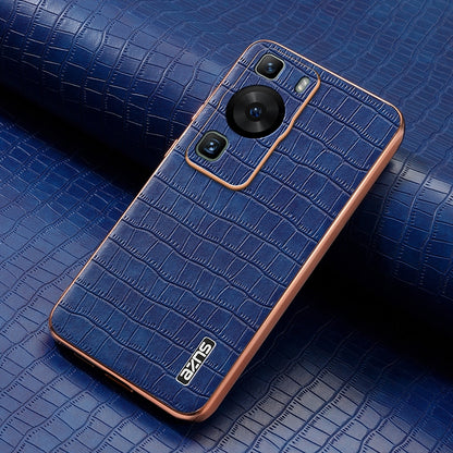 Huawei P60/P60 Pro Luxury Case - Electroplated Frame, Crocodile Texture Leather, Full Coverage Protection, Anti-Fingerprint & Shockproof