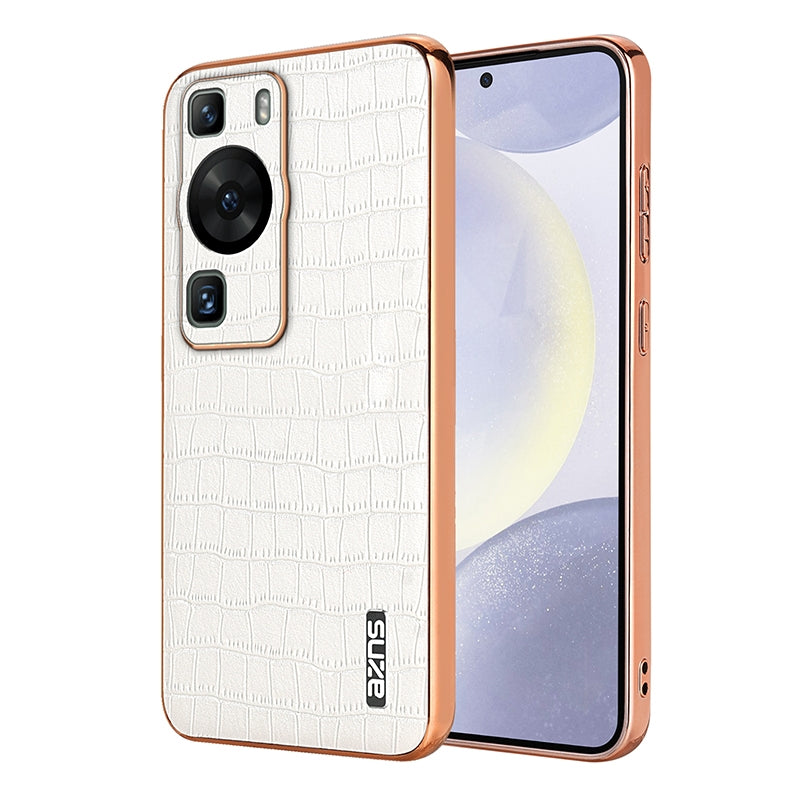 Huawei P60/P60 Pro Luxury Case - Electroplated Frame, Crocodile Texture Leather, Full Coverage Protection, Anti-Fingerprint & Shockproof