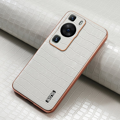 Huawei P60/P60 Pro Luxury Case - Electroplated Frame, Crocodile Texture Leather, Full Coverage Protection, Anti-Fingerprint & Shockproof