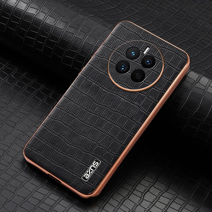 Huawei Mate 50/50E Luxury Case - Electroplated Frame, Crocodile Texture Leather, Full Coverage Protection, Anti-Fingerprint & Shockproof
