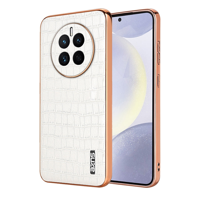 Huawei Mate 50/50E Luxury Case - Electroplated Frame, Crocodile Texture Leather, Full Coverage Protection, Anti-Fingerprint & Shockproof