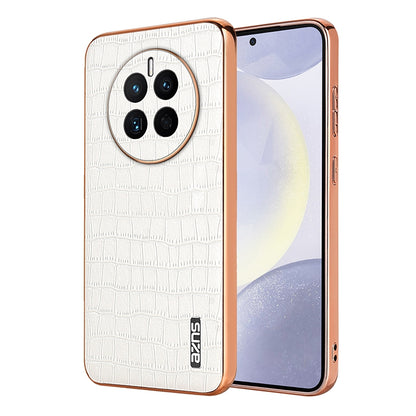 Huawei Mate 50/50E Luxury Case - Electroplated Frame, Crocodile Texture Leather, Full Coverage Protection, Anti-Fingerprint & Shockproof