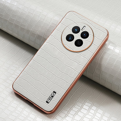 Huawei Mate 50/50E Luxury Case - Electroplated Frame, Crocodile Texture Leather, Full Coverage Protection, Anti-Fingerprint & Shockproof