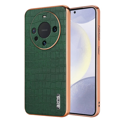 Huawei Mate 60 Luxury Case - Electroplated Frame, Crocodile Texture Leather, Full Coverage Protection, Anti-Fingerprint & Shockproof
