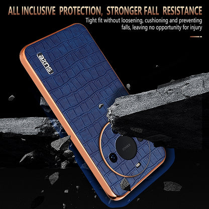 Huawei Mate 60 Luxury Case - Electroplated Frame, Crocodile Texture Leather, Full Coverage Protection, Anti-Fingerprint & Shockproof