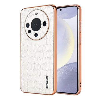 Huawei Mate 60 Luxury Case - Electroplated Frame, Crocodile Texture Leather, Full Coverage Protection, Anti-Fingerprint & Shockproof