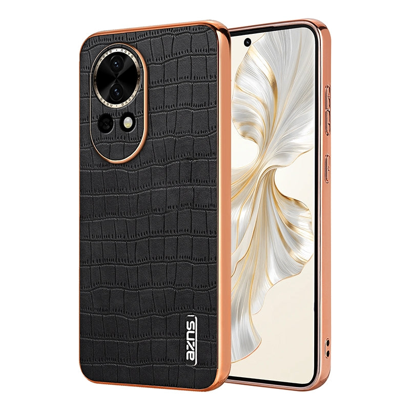 Huawei nova 12 Luxury Case - Electroplated Frame, Crocodile Texture Leather, Full Coverage Protection, Anti-Fingerprint & Shockproof
