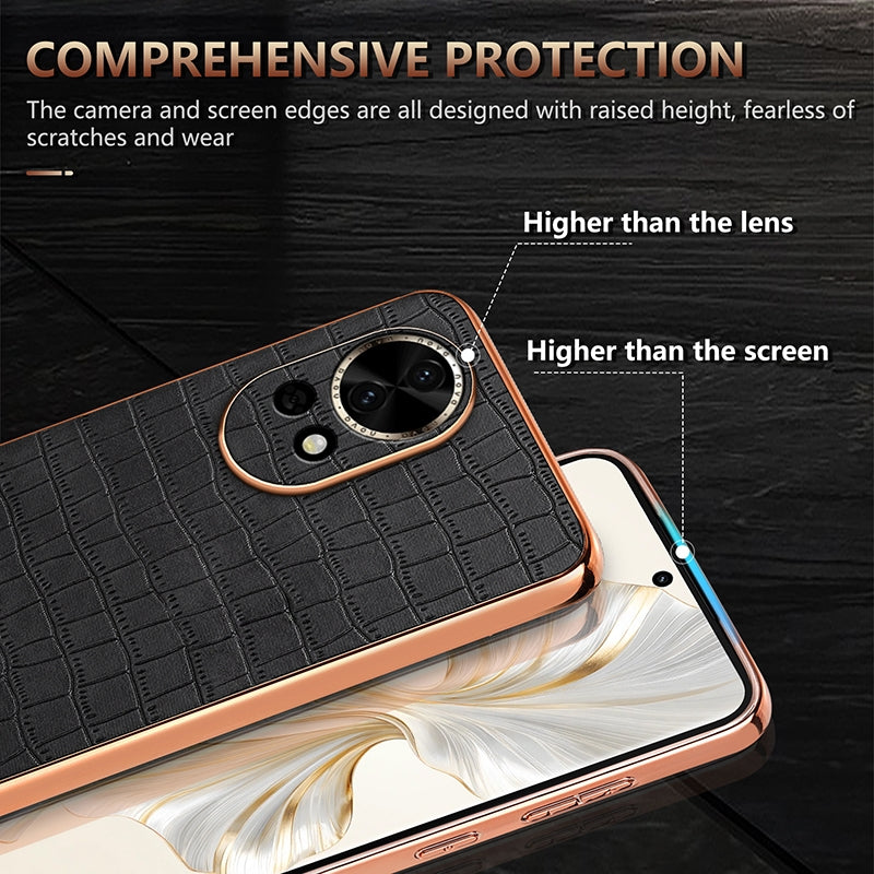 Huawei nova 13 Luxury Case - Electroplated Frame, Crocodile Texture Leather, Full Coverage Protection, Anti-Fingerprint & Shockproof