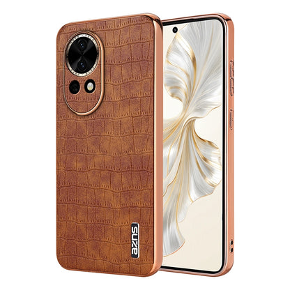 Huawei nova 13 Luxury Case - Electroplated Frame, Crocodile Texture Leather, Full Coverage Protection, Anti-Fingerprint & Shockproof