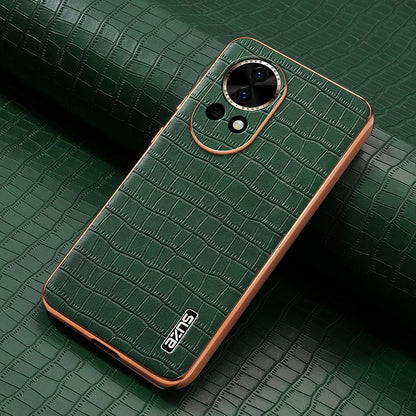 Huawei nova 12 Luxury Case - Electroplated Frame, Crocodile Texture Leather, Full Coverage Protection, Anti-Fingerprint & Shockproof