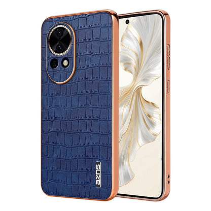 Huawei nova 12 Luxury Case - Electroplated Frame, Crocodile Texture Leather, Full Coverage Protection, Anti-Fingerprint & Shockproof