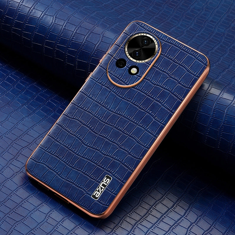 Huawei nova 13 Luxury Case - Electroplated Frame, Crocodile Texture Leather, Full Coverage Protection, Anti-Fingerprint & Shockproof