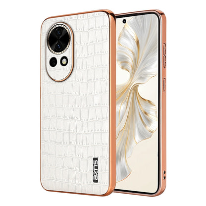 Huawei nova 12 Luxury Case - Electroplated Frame, Crocodile Texture Leather, Full Coverage Protection, Anti-Fingerprint & Shockproof