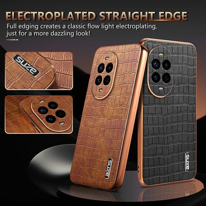 Huawei nova 13 Pro Luxury Case - Electroplated Frame, Crocodile Texture Leather, Full Coverage Protection, Anti-Fingerprint & Shockproof